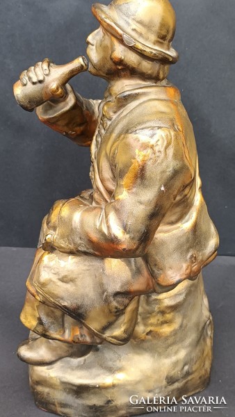 Rare talkative János terracotta figure designed by the Zsolnay factory