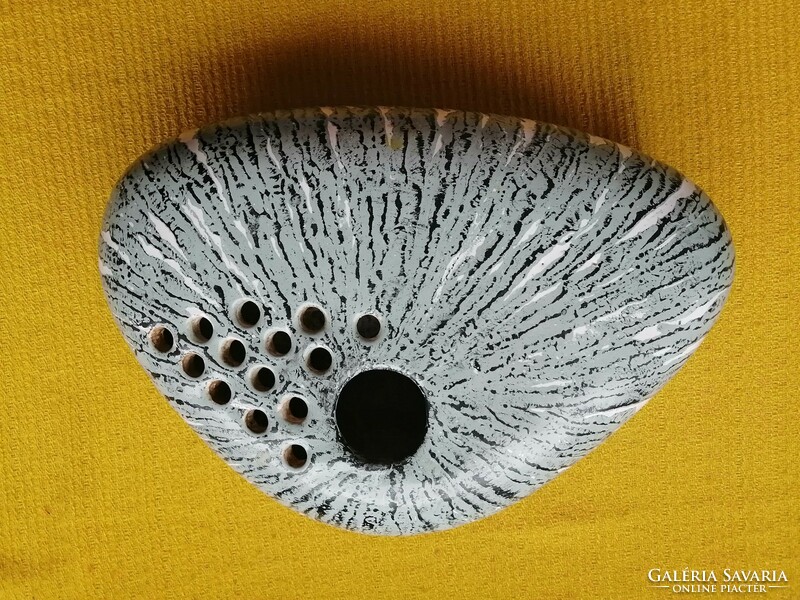 Nagy retro kavics alakú kerámia tál,  ikebana, virágtál