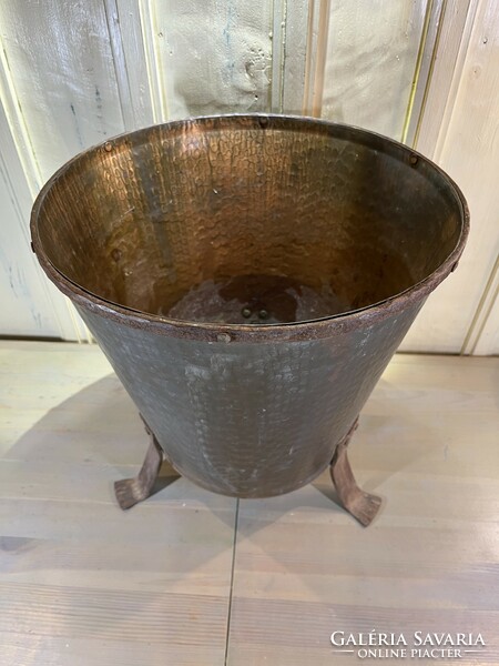 Wall large red copper bowl