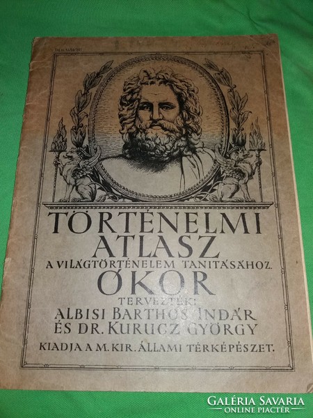 1927. BARTHOS - KURUCZ : Történelem Atlasz ÓKOR - RITKA ! képek szerint Magyar Királyi Térképészet