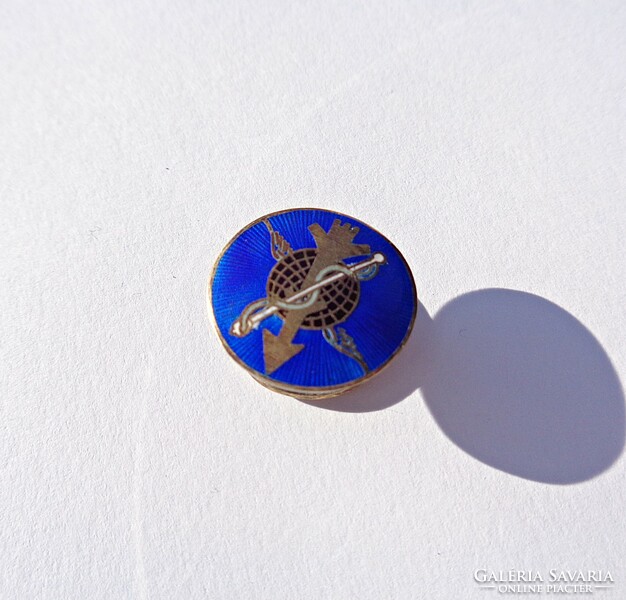 Old, fire enamel, gilded buttonhole badge