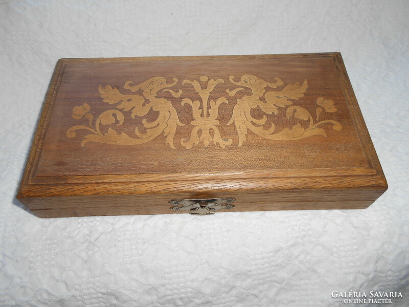 Antique wooden box - with inlaid decoration