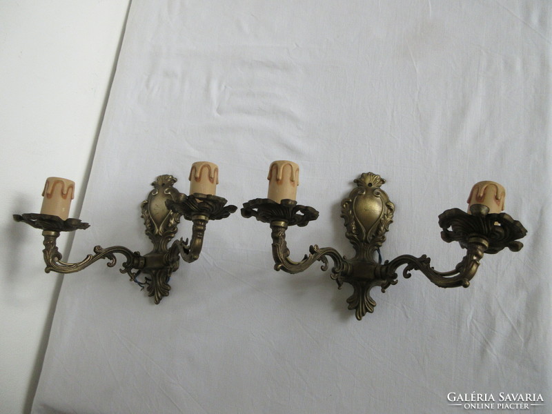 2 Pcs, old, decorative, 2-pronged brass wall lever. Negotiable!