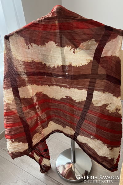 Rolled large batik multi-colored scarf, beach shawl