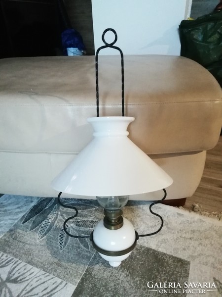 White glass chandelier lamp