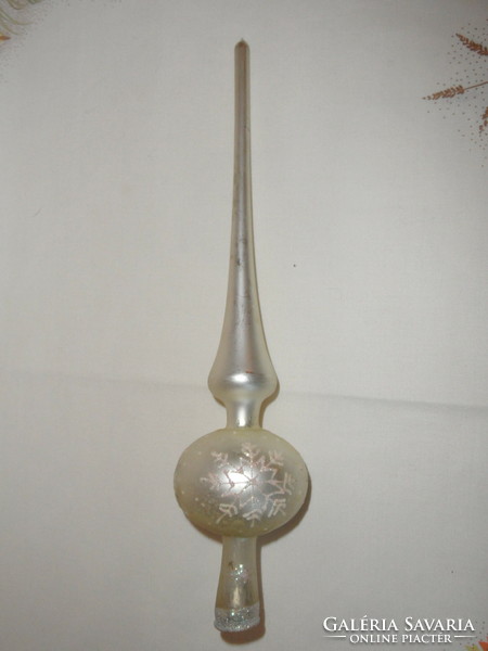 Silver-colored glass Christmas tree top decoration