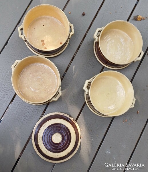 Antique food barrel, non-porcelain, fayance ceramic glazed tile, 4 pieces. Video too!