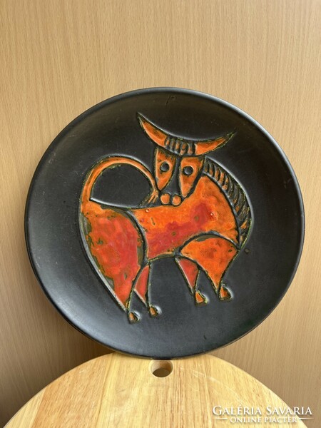 Tófej ceramic painted - glazed bull wall bowl a55