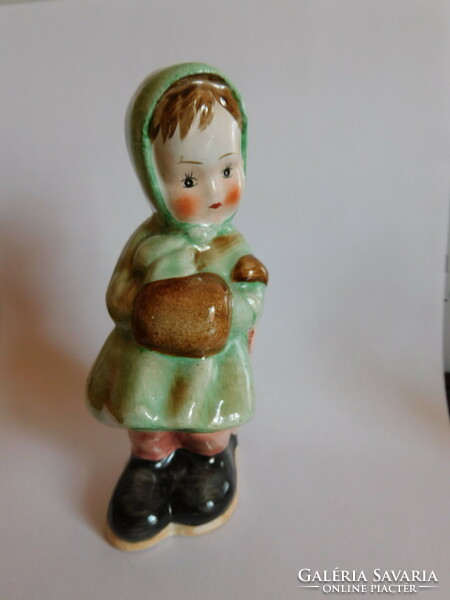 Vintage ceramic girl figure in winter clothes