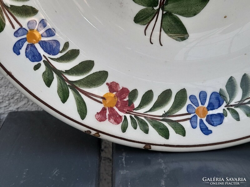 Antique 1846 Városlód Hungarian floral wall bowl