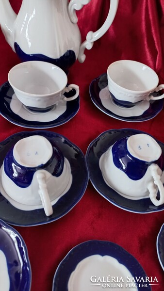 Pompadour alapmázas kávés készlet 6 személyes + 1 csészealj + 7 db poháralátét/mogyorókínáló tányér