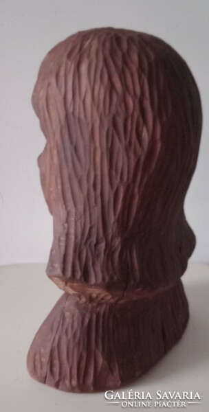 Large wooden female head sculpture negotiable art deco design