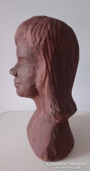 Large wooden female head sculpture negotiable art deco design