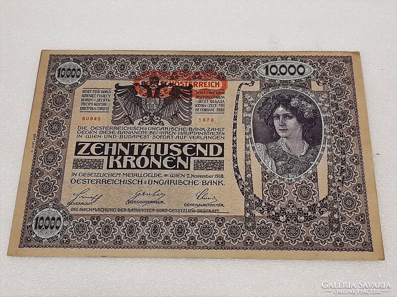10000 Korona 1918. "Deutschösterreich" felülbélyegzéssel