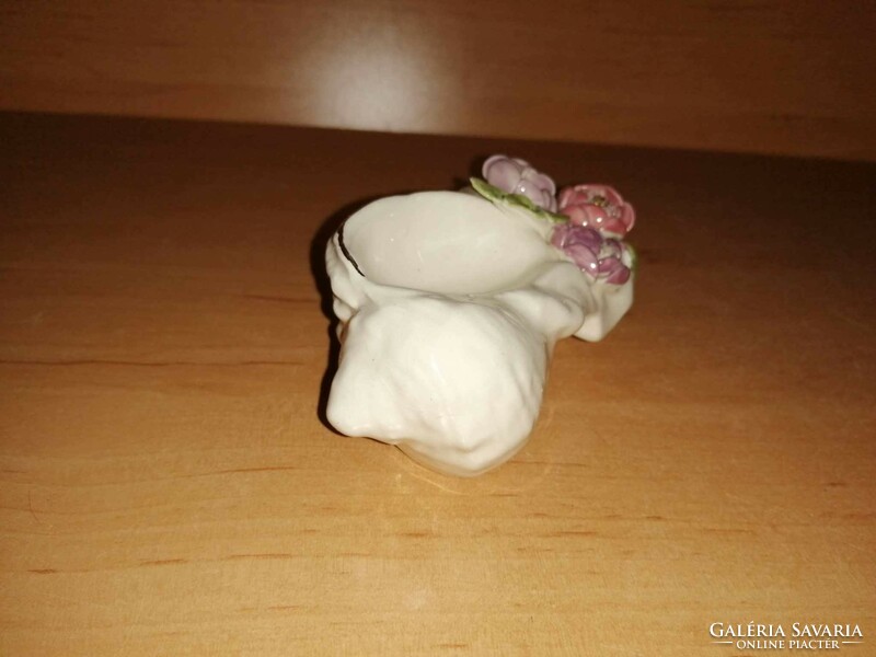 Porcelán tengeri csiga virágokkal - 11 cm (po-2)
