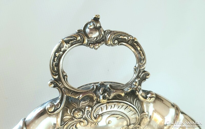 Art Nouveau silver-plated wmf tray with handles, center of the table