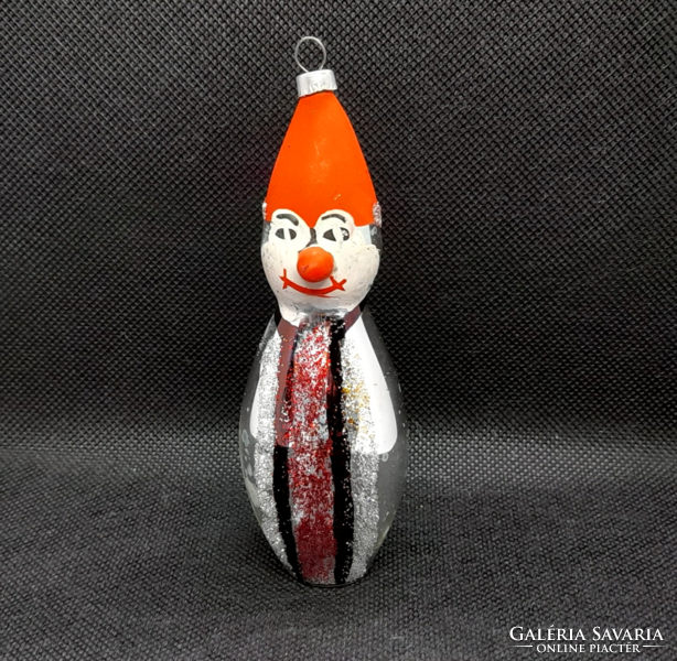 Old hand-painted glass Christmas tree ornament - clown -