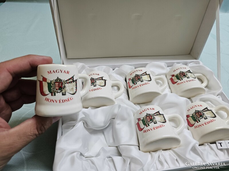 T1189 Hungarian army set of 6 mini mugs in gift box 5 cm