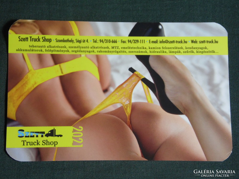 Card calendar, truck shop truck parts, Szombathely, erotic female nude model 2021 (1)