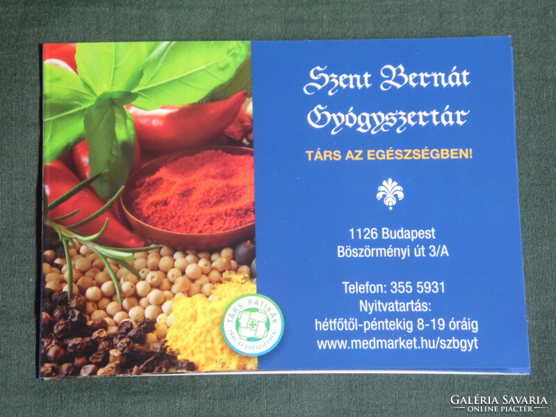 Card calendar, St. Bernard pharmacy, pharmacy, Budapest, herbal medicine, 2020 (1)