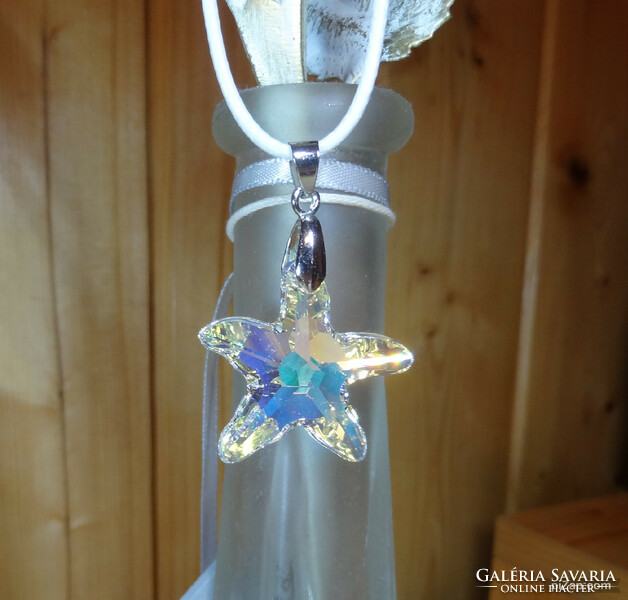 A rarity! Swarovski crystal pendant starfish shape aurora boreale color ( aurora boreale ab )