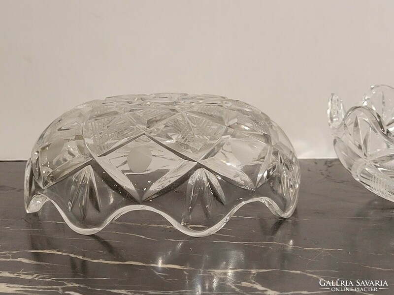 Egymásba Illeszthető csiszolt kristály kínáló tálkák 13,5x9cm -- bonbonier tál tálka üveg