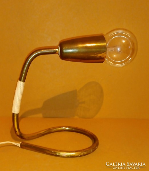 Bauhaus style copper cobra table lamp.