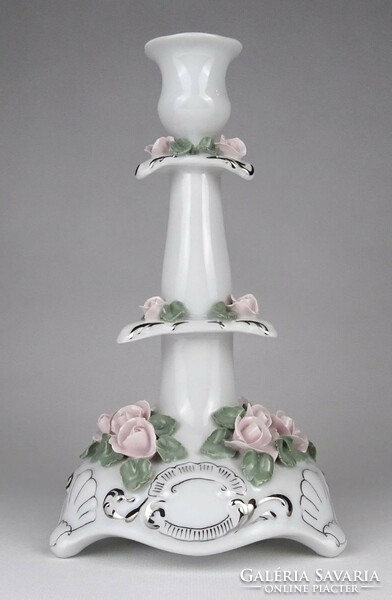 1P238 large pink porcelain candle holder 23.5 Cm