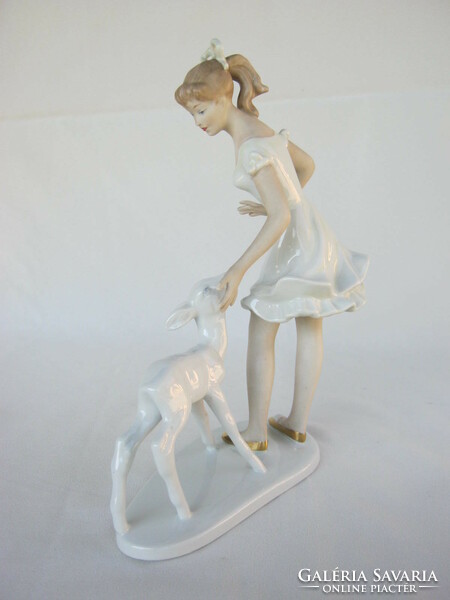 Wallendorf porcelain girl with a fawn