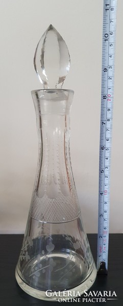 Régi antik üveg palack üvegdugóval likőrös kínáló