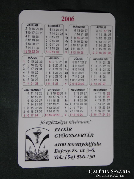 Card calendar, elixir pharmacy, pharmacy, berettyóújfalu, albarello ceramics, 2006, (1)