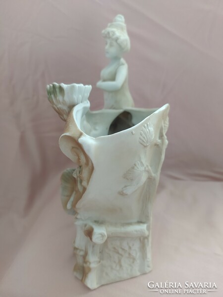 Antique Art Nouveau style figural centerpiece, vase, flawless 20x19 cm