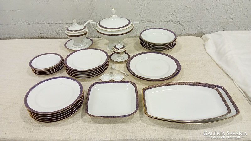 33-piece flawless haas & czjzek schlaggenwald empire porcelain dinnerware set, for 6