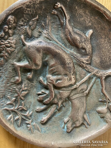 Cast bronze plaque bowl