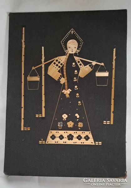Retro Russian industrial artist marquetry image.