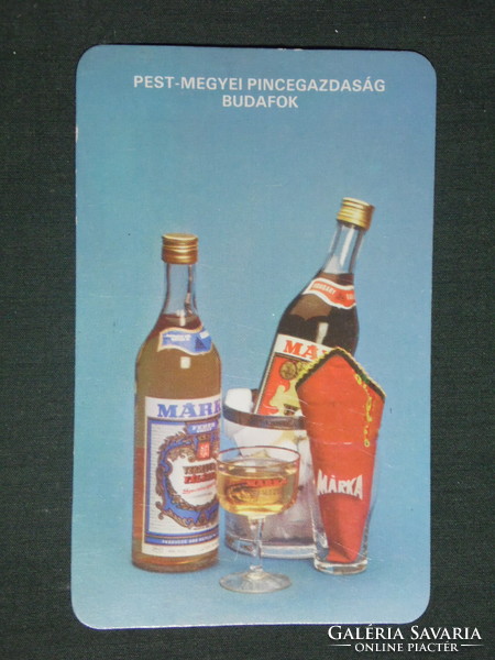 Kártyanaptár, Márka vermut, üdítő ital, Budafok pincegazdaság,1985 ,  (1)