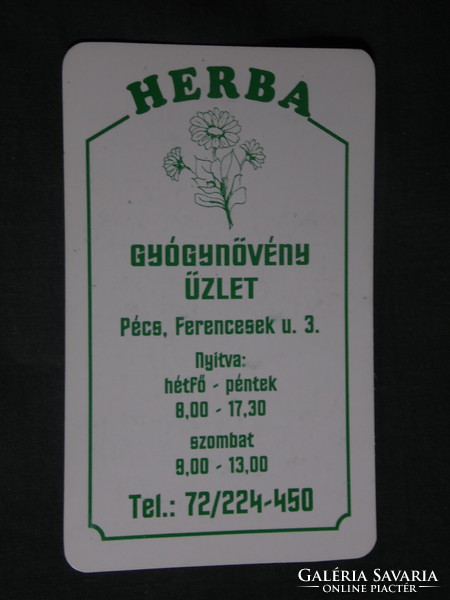 Kártyanaptár, herba gyógynövény üzlet, Pécs, 2008 ,  (1)