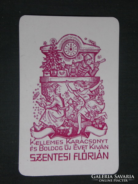 Kártyanaptár, ünnep, Szentesi Flórián, grafikai rajzos,humoros,1985 ,  (1)
