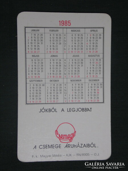 Card calendar, delicatessen abc store, cold plate, male model, 1985, (1)