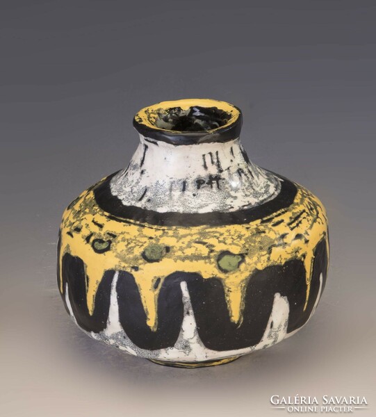 Gorka livia - vase with black-white-yellow decor (g45)
