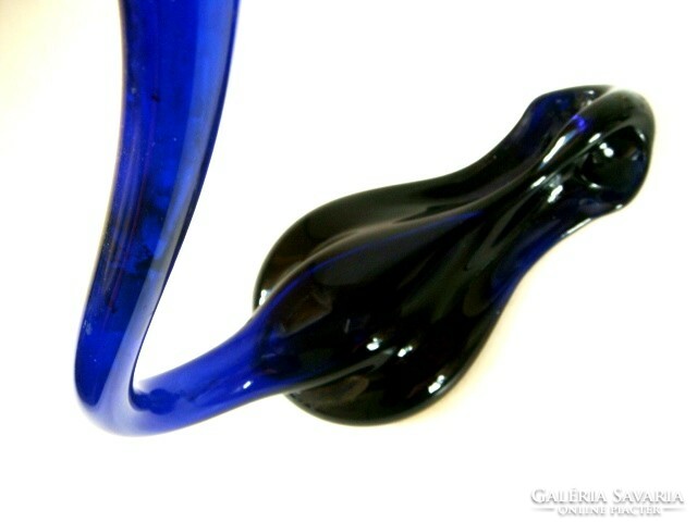 Kobaltkék hattyú váza, mutatós dísz, érdekes ritka forma