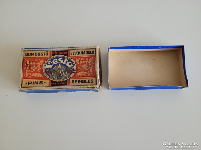 Régi vintage Vesta gombostű doboz szabó kellék