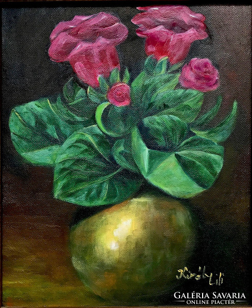 Gloxinia - oil painting - 30 x 25 cm