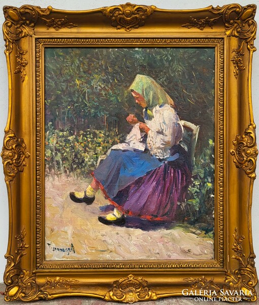 Turmayer Sándor (1879 - 1953) Varró Menyecske c. festménye Eredeti Garanciával!