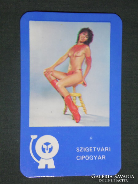 Kártyanaptár,  Szigetvár cipőgyár, erotikus női akt modell,1983 ,  (1)