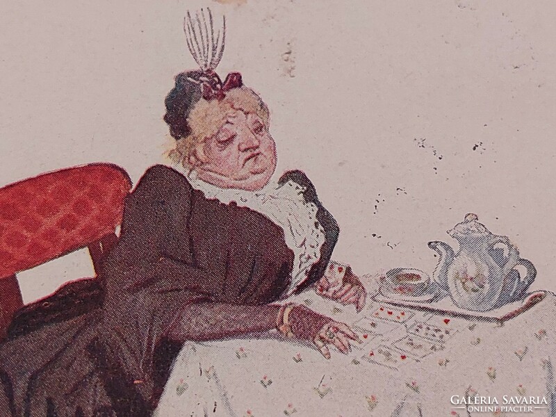 You are an old postcard graphic postcard tea party card throwing lady