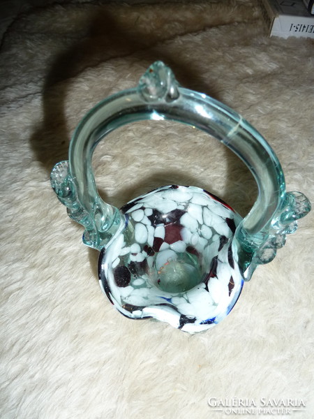 Glass basket, in a light blue shade