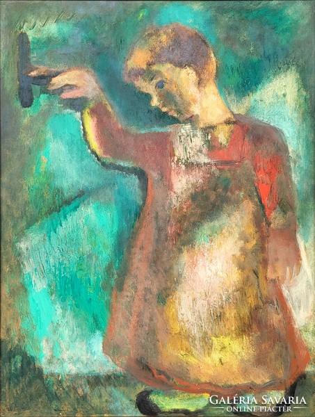 Bakányi Gyula (1955) Kisleány c. festménye Eredeti Garanciával!