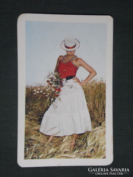 Card calendar, center store, clothing, fashion, erotic female model, 1979, (1)