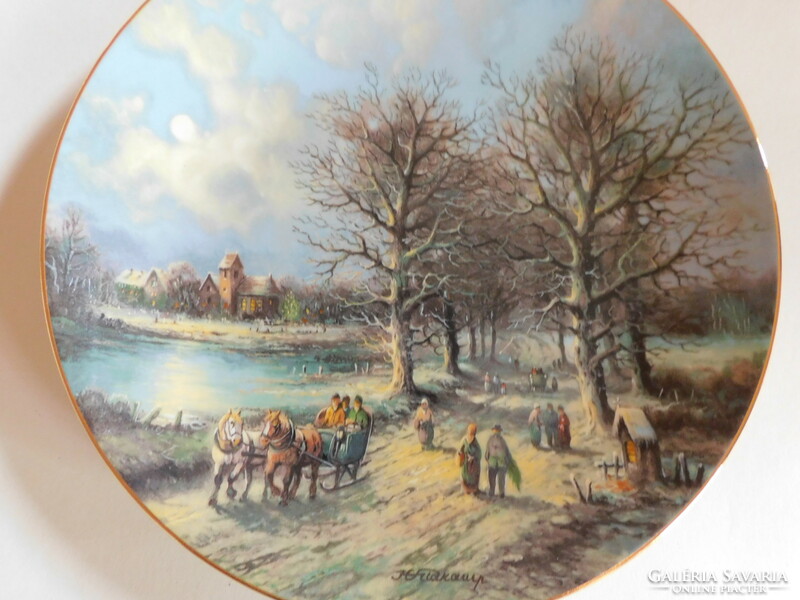 Tirschenreuth téli életképes tányér - A falu végén  - 21 cm